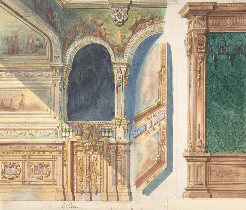 Design for an Interior, possibly a Theater, ca. 1860-80.