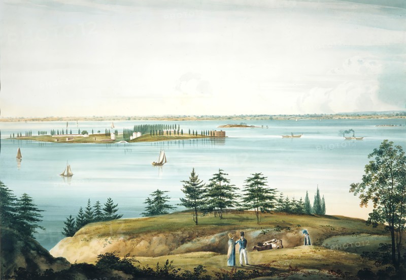 The Bay of New York and Governors Island Taken from Brooklyn Heights, 1820-25.