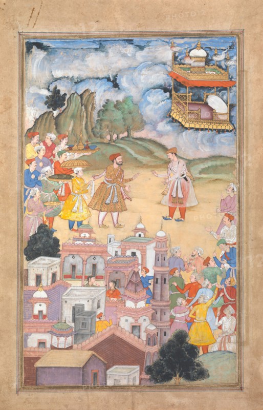 King Sal Visits Kala Yavana, Folio from a Harivamsa (Legend of Hari (Krishna)), ca. 1590-95.