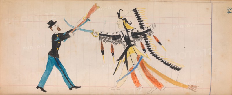Maffet Ledger: Indian chief and soldier, ca. 1874-81.