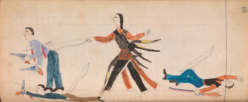 Maffet Ledger: Indian and three white men, ca. 1874-81.