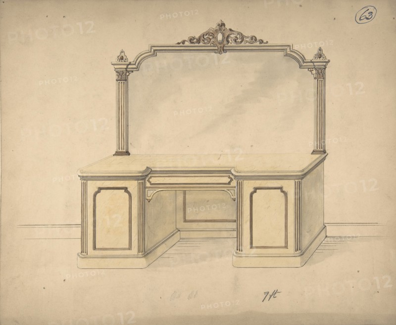 Design for a Desk with Mirror, 1841-84.