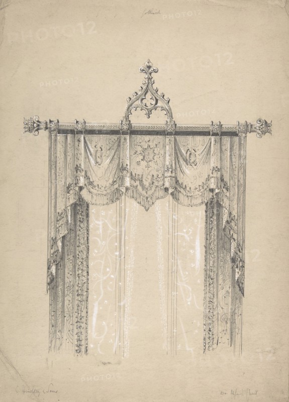 Design for Gothic Curtains and Curtain Rod, 1841-84.