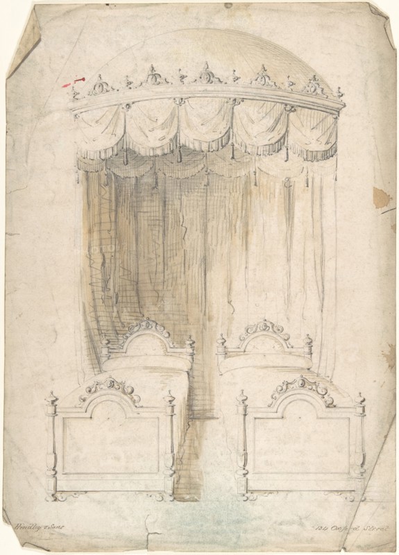Design for Twin Beds with a Canopy, 1841-84.