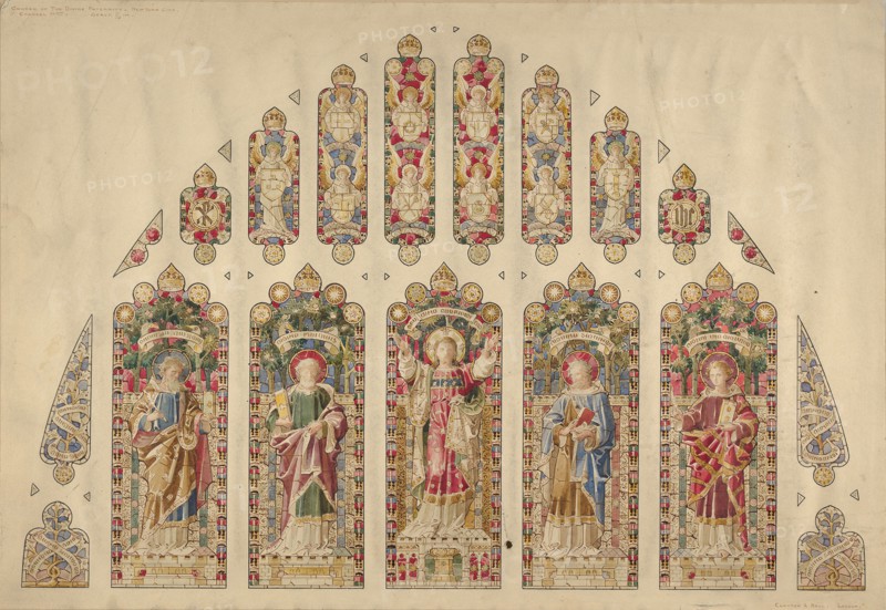 Design for a Multi-paned Stained-glass Window, Church of the Divine Paternity, New York, ca. 1898.