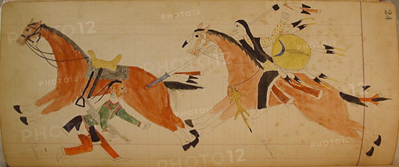 Maffet Ledger: Two Indians with horses, ca. 1874-81.