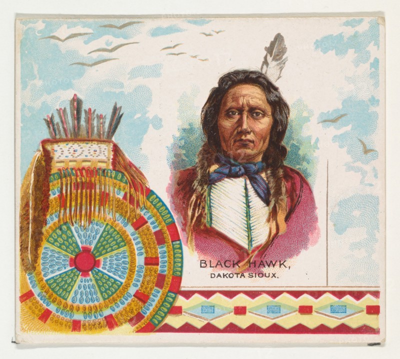 Black Hawk, Dakota Sioux, from the American Indian Chiefs series (N36) for Allen & Ginter Cigarettes, 1888.