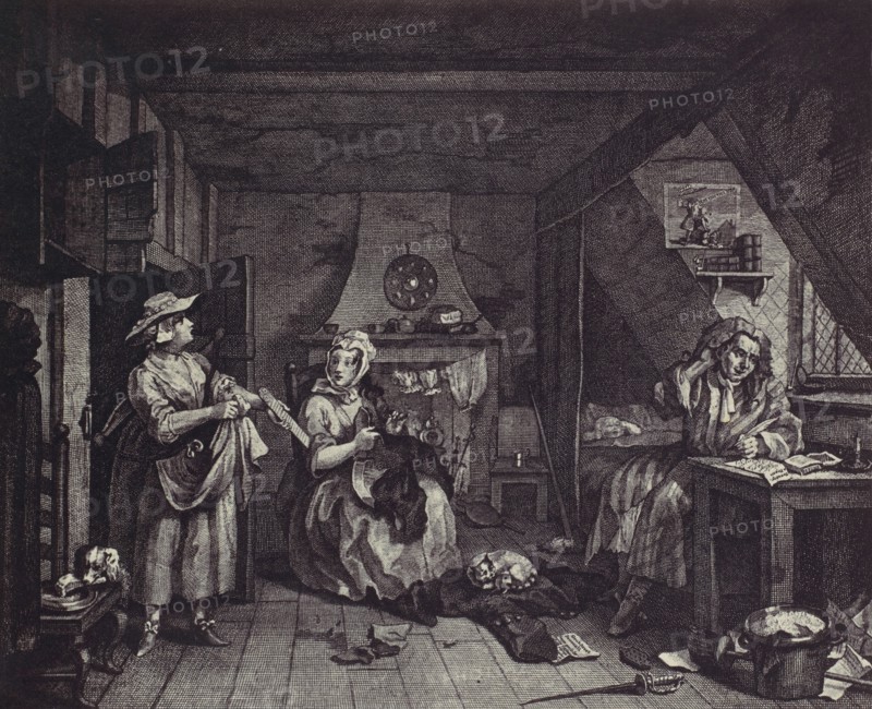 [photo-reproduction of Hogarth's print illustrating the Dunciad, Book I, line III], 1850s-60s.