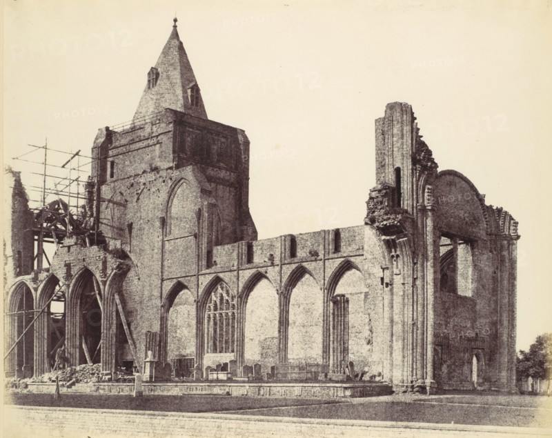 Crowland Abbey, the West Front Under Repair, 1860.