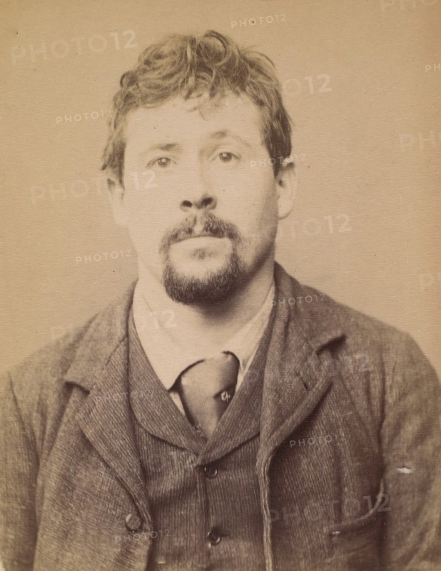Sachet. Edmond. 27 ans, né à Mézières (Ardennes). Typographe. Anarchiste. 1/3/94. , 1894.