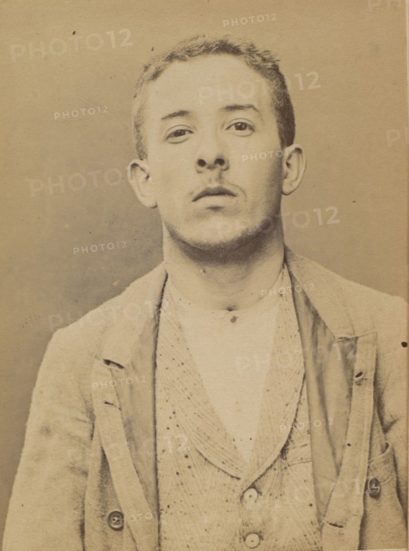 Schulé. Armand. 21 ans, né le 28/2/73 à Choisy-le-Roi. Comptable. Anarchiste. 2/7/94., 1894.