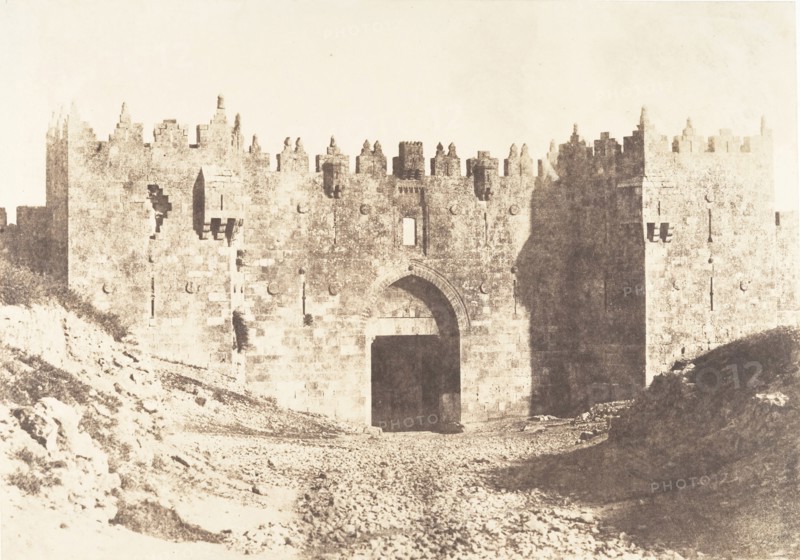 Jérusalem, Porte de Damas, Vue extérieure, 1854.