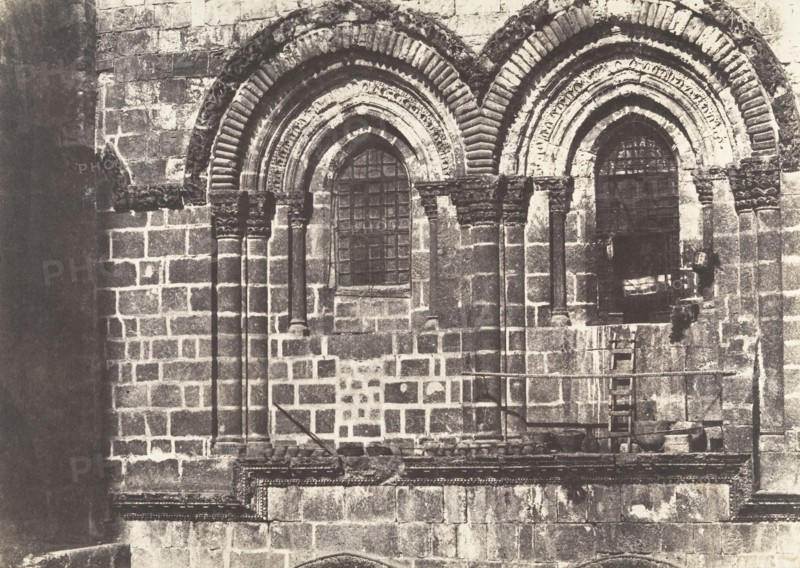 Jérusalem, Saint-Sépulcre, Partie supérieure de la façade, 1854.