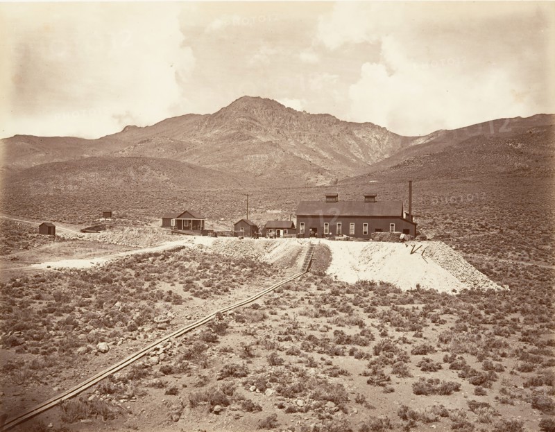 Buildings of Sutro Tunnel, 1875, printed ca. 1876.