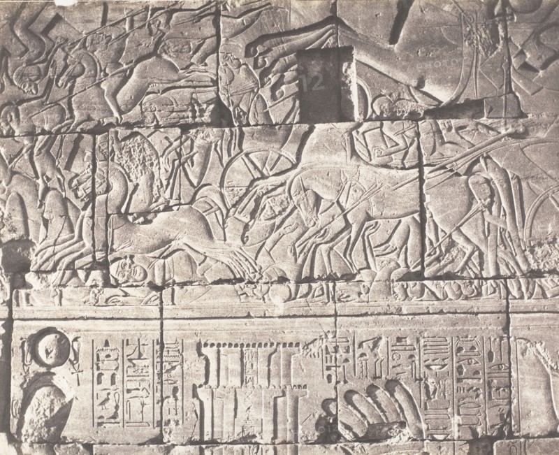 Karnak (Thèbes), Enciente du Palais - Détails de Sculptures au Point O, 1851-52, printed 1853-54.