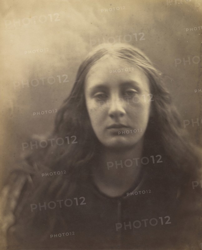 Christabel, 1866. Coleridge's unfinished poem "Christabel" (1816) tells the story of a young woman debased by sorcery. Cameron's niece, May Prinsep, who would later marry Hallam Tennyson, son of the poet laureate, appears here as the ethereal Christabel before her corruption.