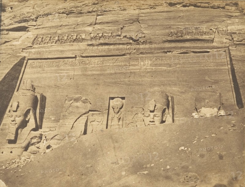 Vue de la façade du Spéos de Phré, à Abousembil, March 1850.