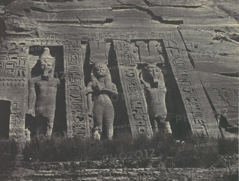 Nubie. Ibsamboul. Partie septentrionale du Spéos d'Hathor, 1850.