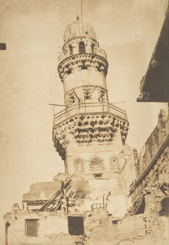 Minaret penché de la Mosquée de Bibars, au Kaire, December 1849-January 1850.