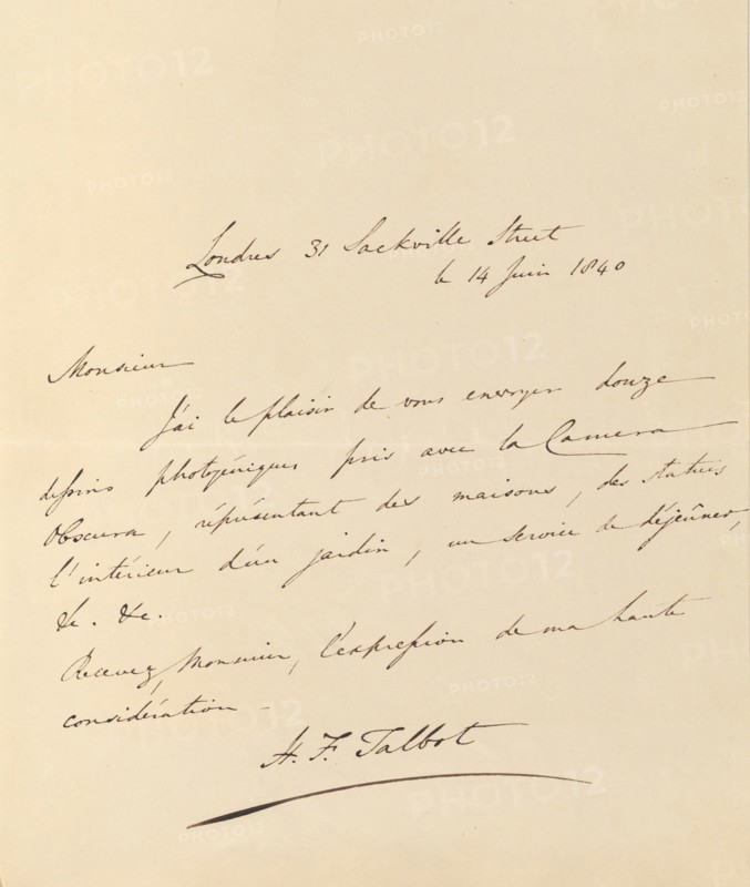 [Manuscript Letter from W. H. Fox Talbot to Antonio Bertoloni], 1840.