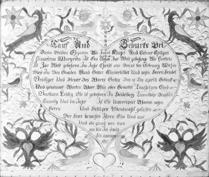 Birth and Baptismal Certificate, 1810.