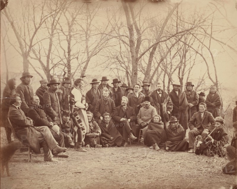 Indians with Government Agents, early 1860s.