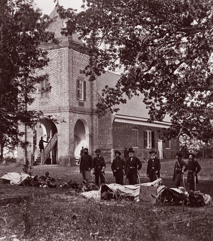 St. Peter's Church near White House, Where Washington was Married. General E. V. Sumner and Staff, 1861-65. Formerly attributed to Mathew B. Brady.