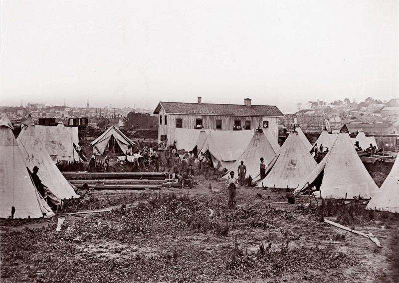 Locomotive #56, U.S. Military Railroad/City Point. Troops Ready to be Taken to the Front by Rail, 1861-65. Formerly attributed to Mathew B. Brady.