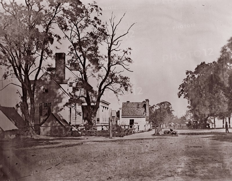 Headquarters of Capt. H.B. Blood, A.Q.M., at City Point, Virginia, 1861-65. Formerly attributed to Mathew B. Brady.