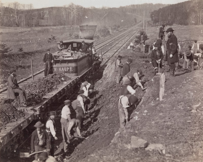 Excavating for "Y" at Devereaux Station, Orange & Alexandria Railroad, 1863. Formerly attributed to Mathew B. Brady.