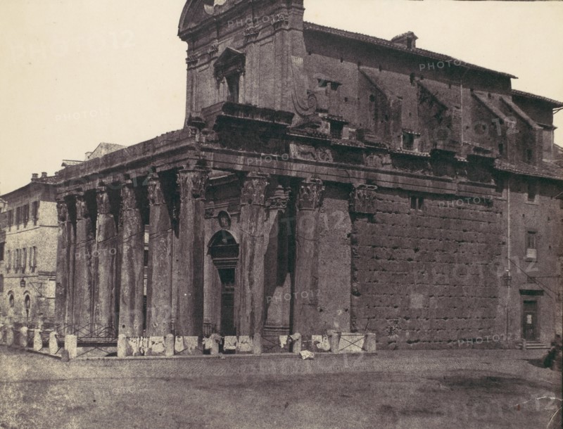 Temple of Antonius and Faustina, San Lorenzo in Miranda, Rome, 1850s.