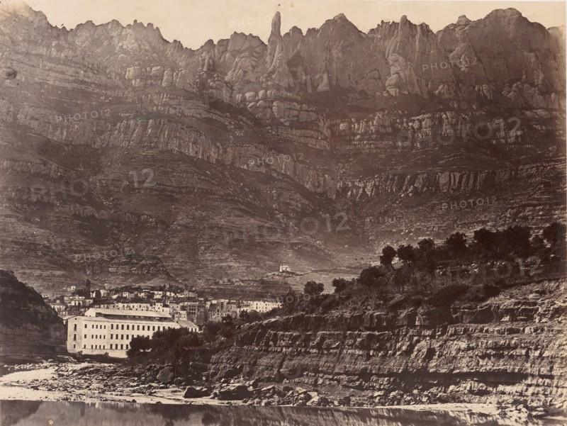 Monserrat, Vista general de la montaña desde Monistrol, 1860.