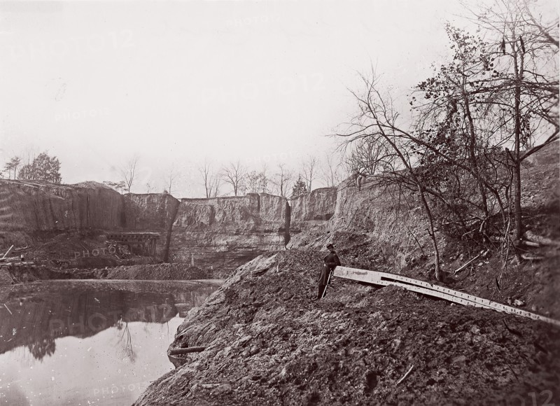 Dutch Gap Canal, 1865. Formerly attributed to Mathew B. Brady, Andrew Joseph Russell.
