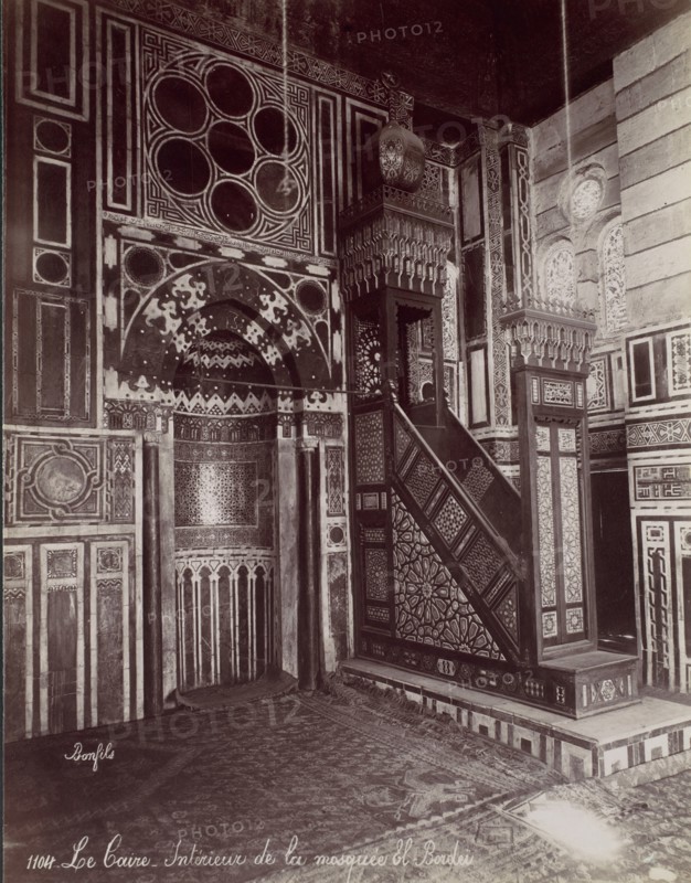 Le Caire - Intérieur de la mosquée El Bordei, 1870s.