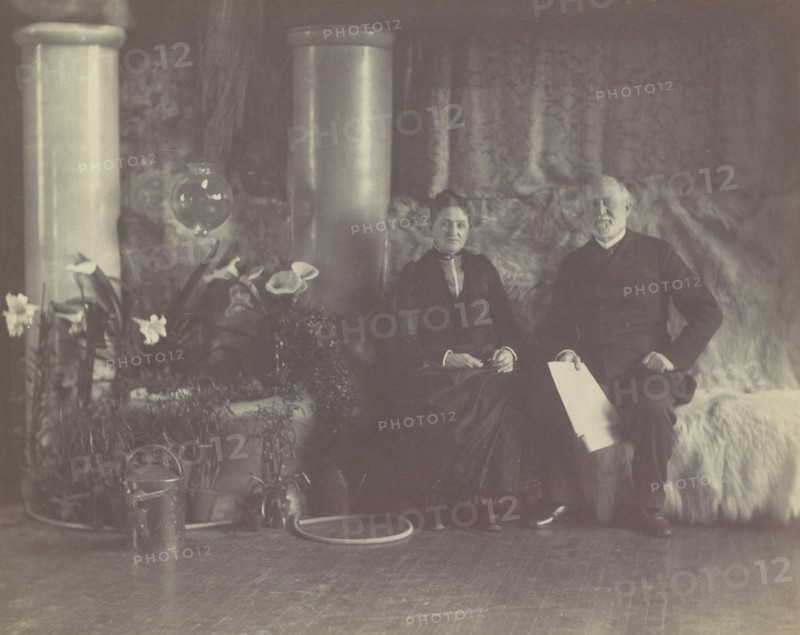 Mr. and Mrs. Charles E. Tiffany in Louis C. Tiffany's Studio, ca. 1890.