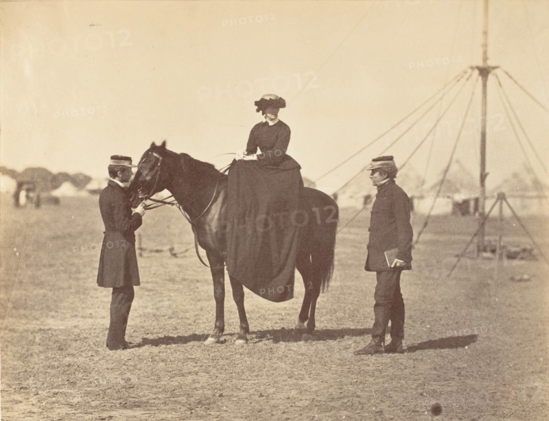 [Lady Canning on her Black Arab and Lord Clyde, Commander in Chief], 1858-61.