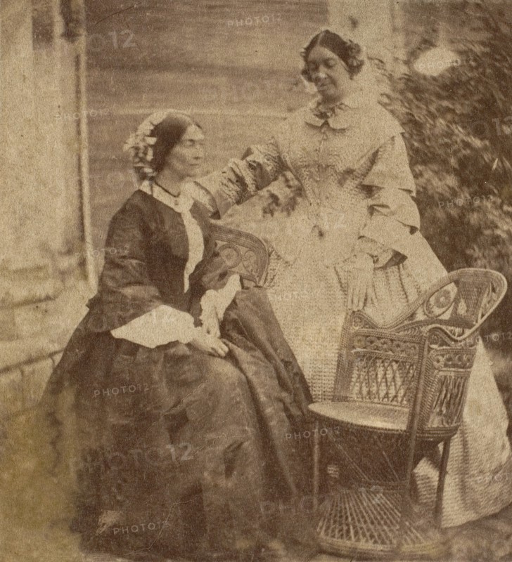[Countess Canning with Guest, Government House, Allahabad], 1858.