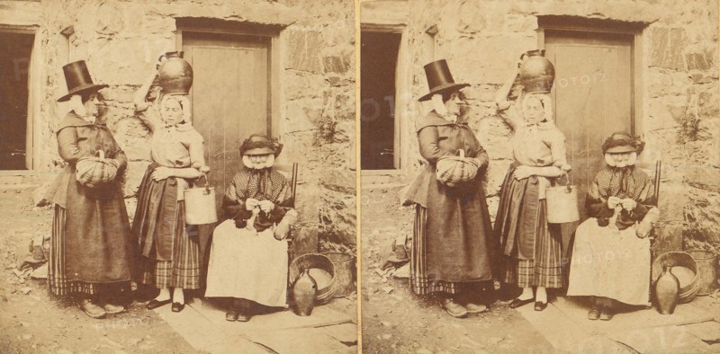Llanberis, Group of Three Welsh Peasants, 1850s-1910s.