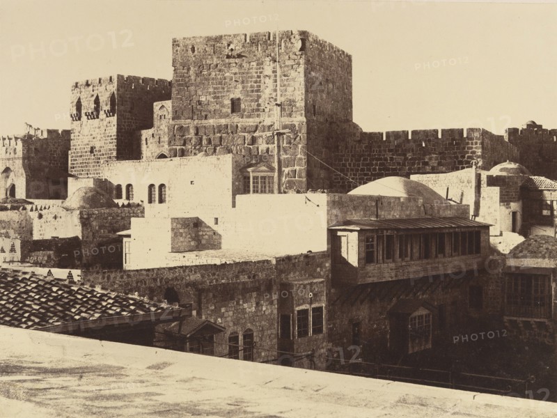 Jérusalem. Tour de David avec ses grandes assises salomoniennes, 1860 or later.