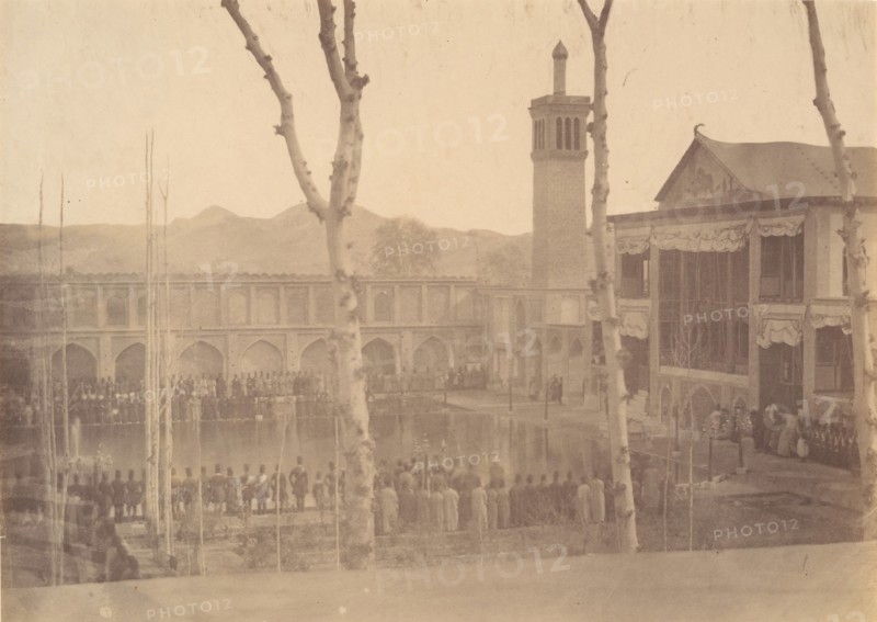 [Palace of the Shah, Paying respects to the Shah/Fete de Salam, Teheran, Iran [same as 12] ], 1840s-60s.
