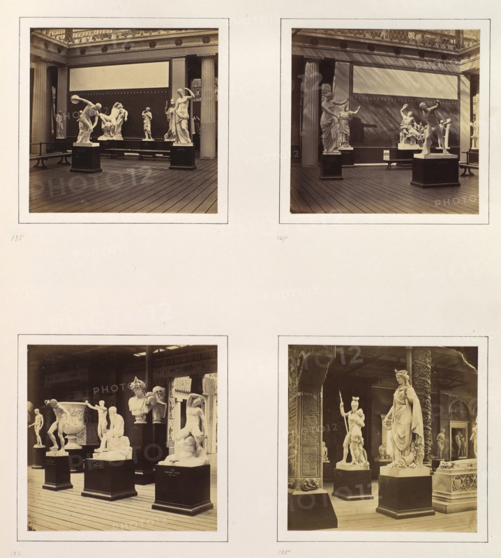 [Greek Court with Sculpture of Discobolus; Roman Court with Sculptures of Gladiator, Mercury and Fauns; Italian Sculpture near the Great Transept], ca. 1859.