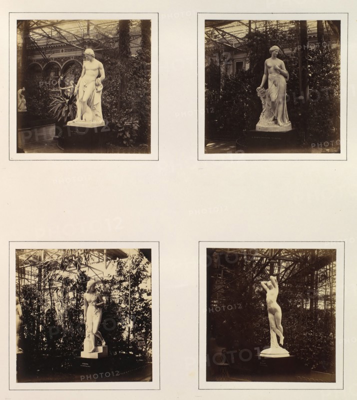 [Sculptures of the Tired Hunter, a Nymph Preparing to Bathe, Godiva, and an Allegorical Figure of Night], ca. 1859.