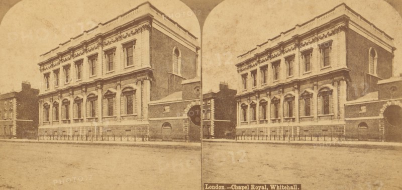 Pair of Stereograph Views of Chapel Royal, London, 1850s-1910s. (Banqueting House, Whitehall).