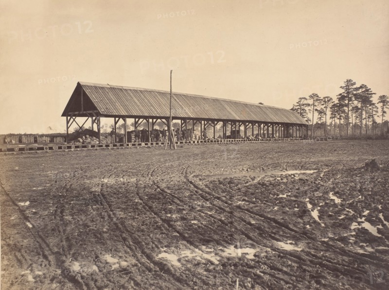 Civil War View, 1860s. (Depot for Distribution of forage City Point Virginia).