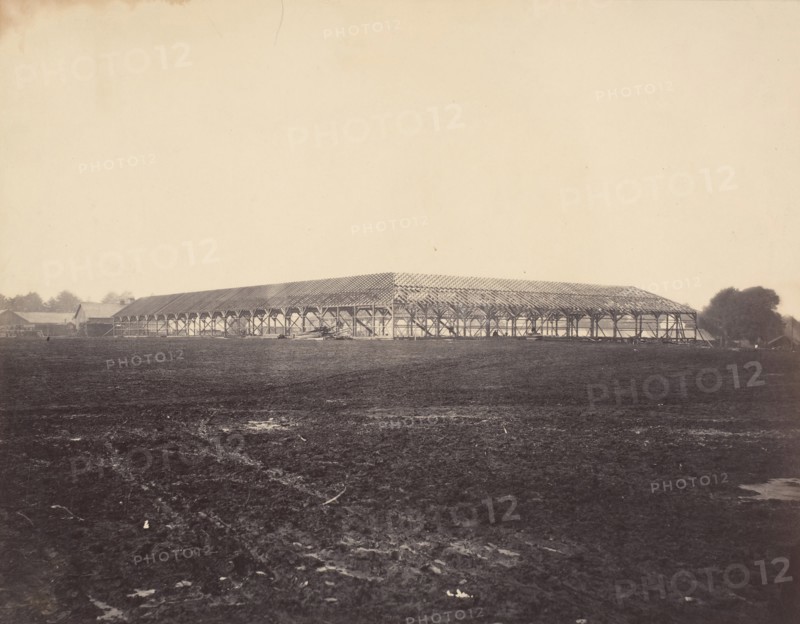 Civil War View, 1860s. (Frame Works for Corn Distribution, City Point, Virginia).