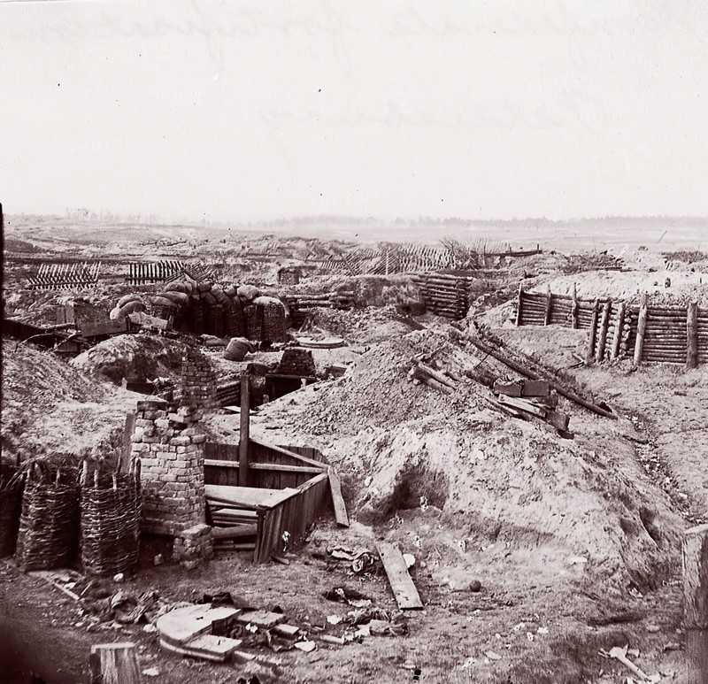 Confederate Fortifications, Petersburg, 1864. Formerly attributed to Mathew B. Brady.