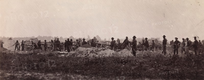 Pennsylvania Light Artillery, Battery B, Petersburg, Virginia, 1864. Formerly attributed to Mathew B. Brady.