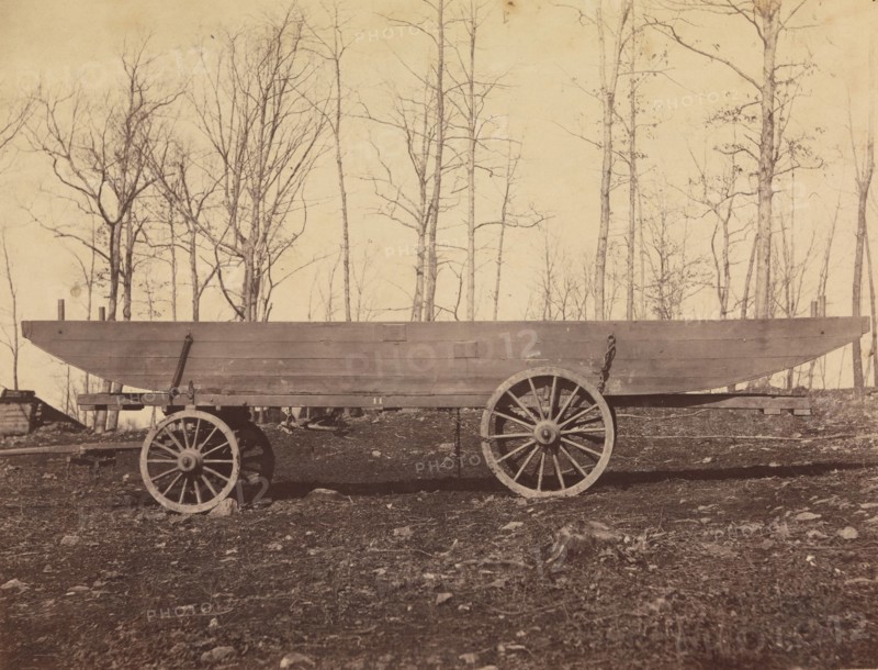 [Detachment of 50th N.Y. Volunteer Engineers, Pontoon Wagon and Saddle Boat], ca. 1864.