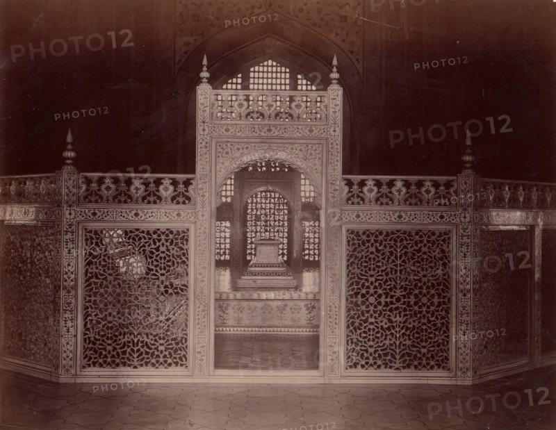 Interior of Taj Mahal, Agra, 1860s-70s.