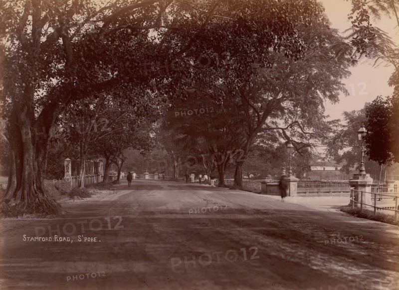 Stamford Road, Singapore, 1860s-70s.